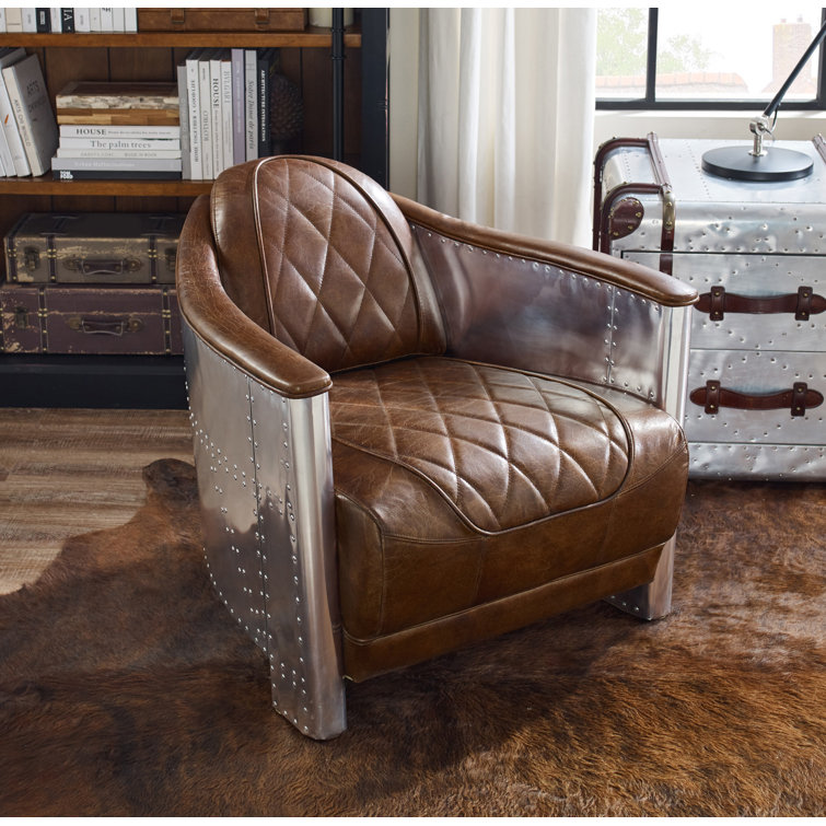 Genuine leather deals accent chair